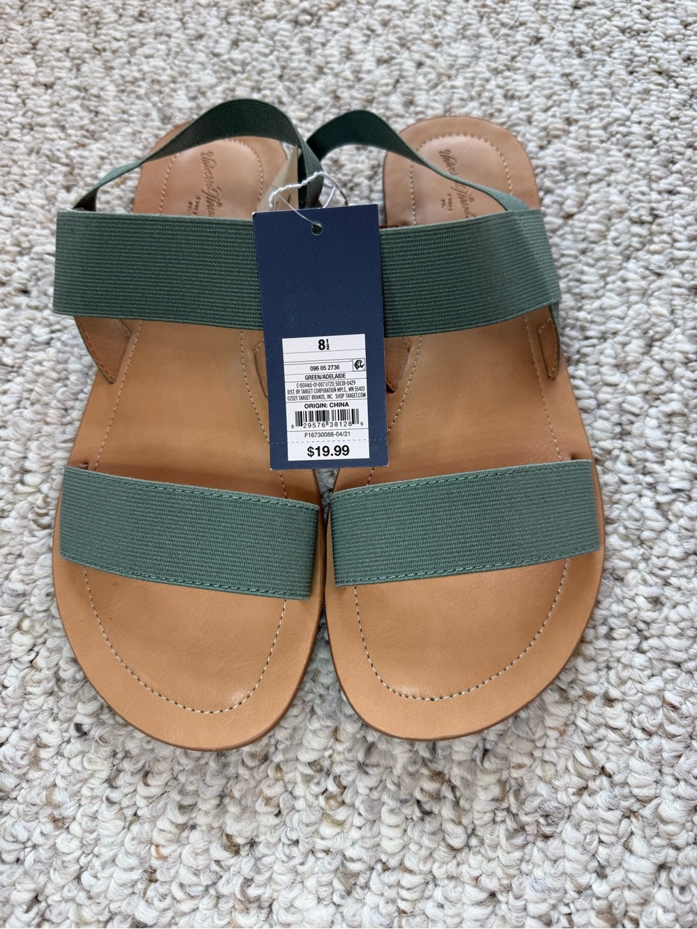 NWT Universal Thread Green Elastic Strap Sandals Size 8.5 - Picture 4 of 4